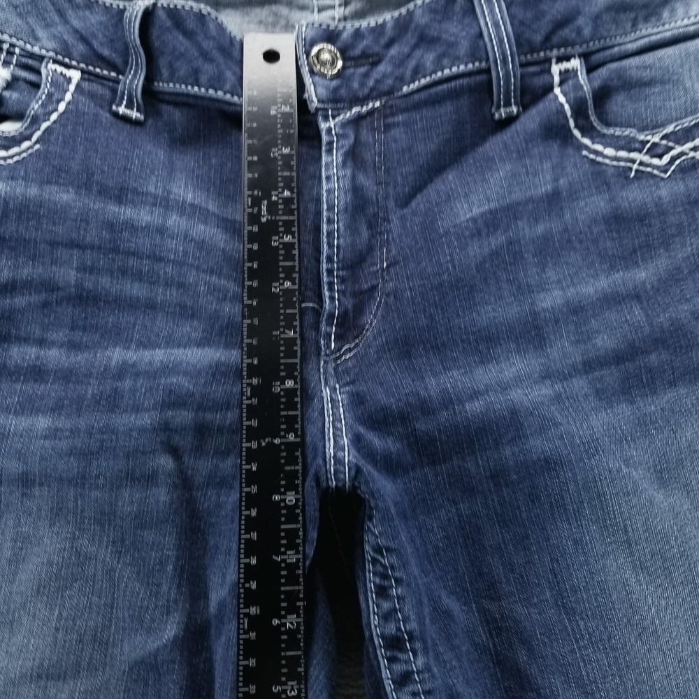 Ariat Real Jeans Womens 22W Blue Bootcut Mid Rise Stretch Faded Dark Wash - Picture 7 of 10